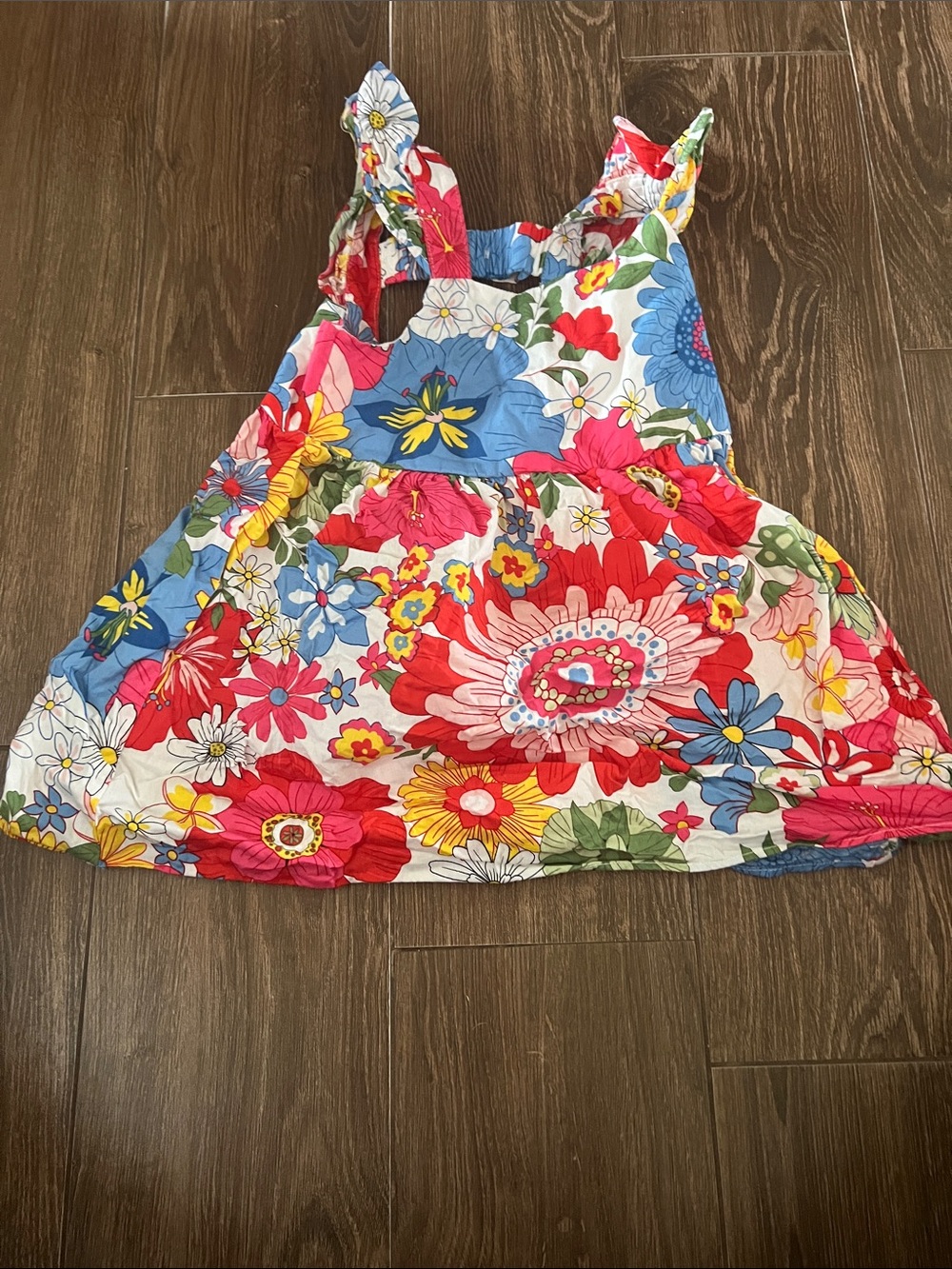 Girls' Floral Sundress - Pink, Red & Blue